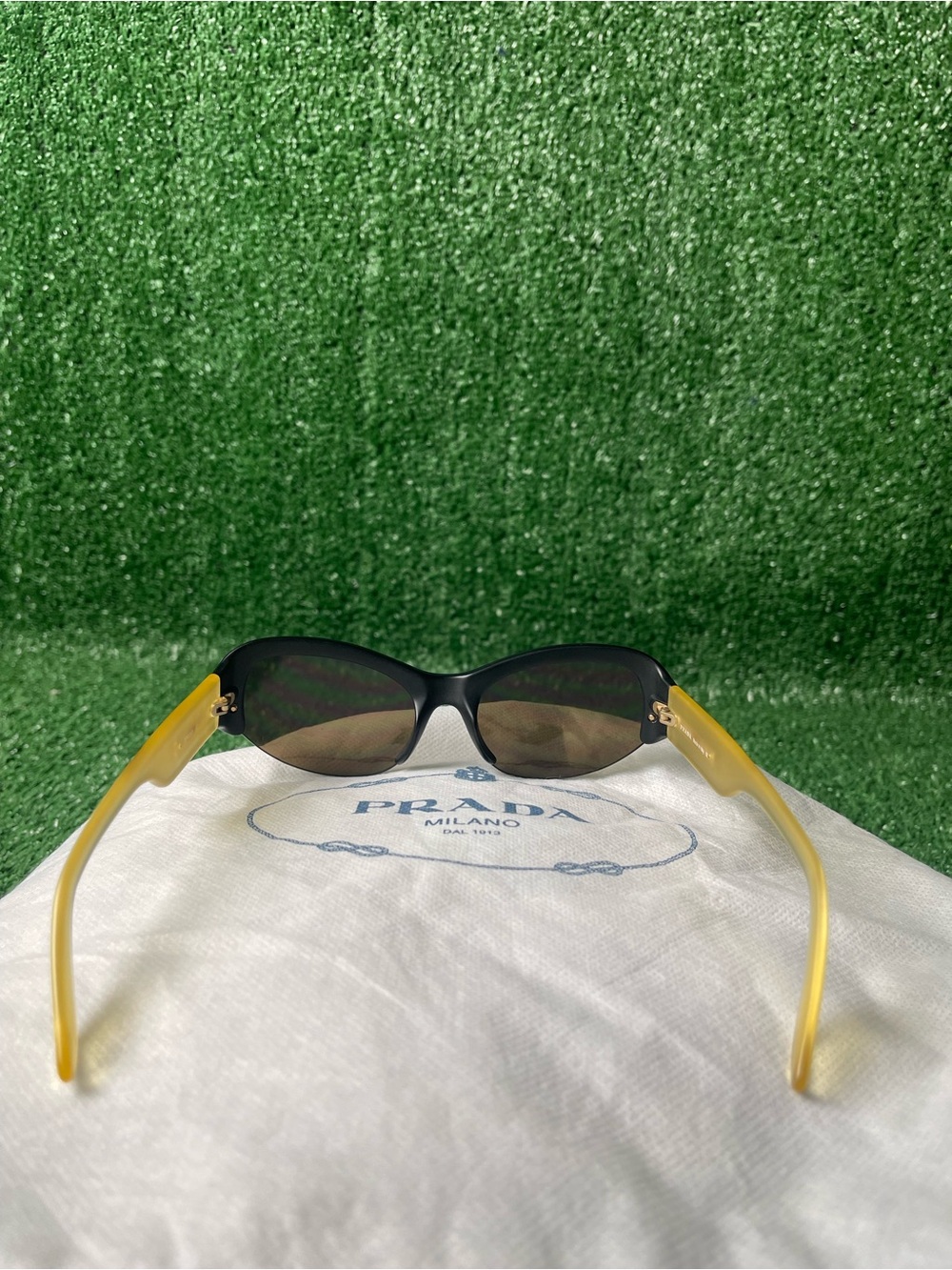 Prada Two-Tone Cat Eye Sunglasses in Black and Yellow - Picture 3 of 15